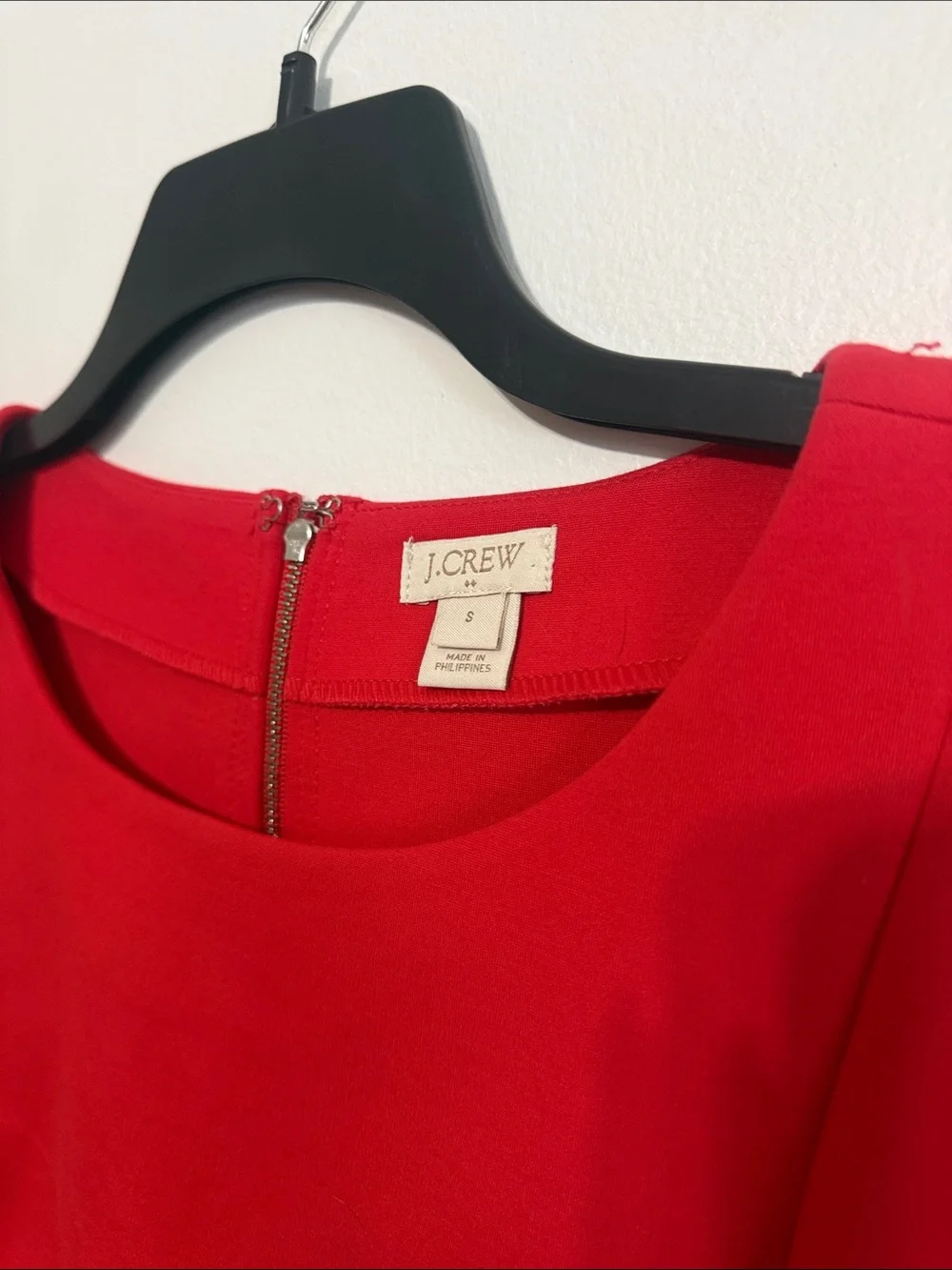 J. Crew Red Long-Sleeve Shift Dress
